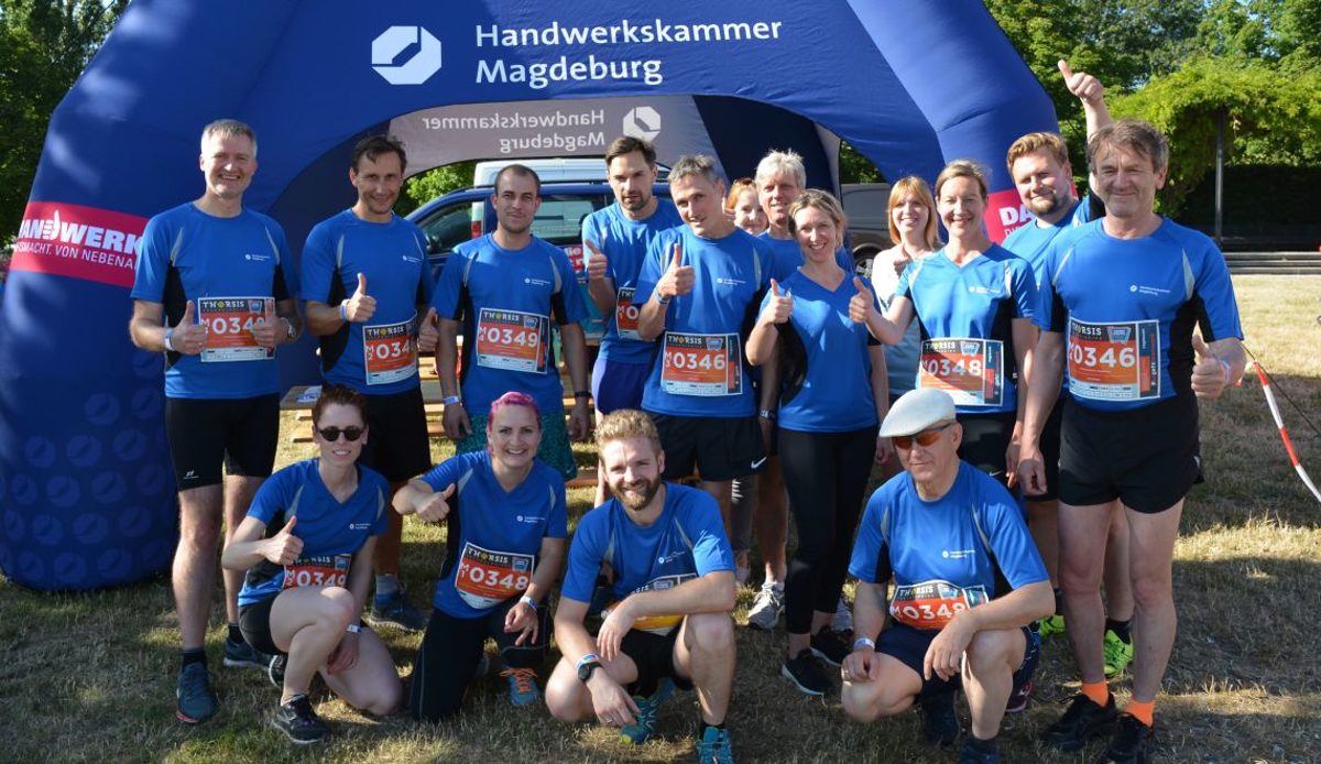Die Teams der Handwerkskammer beim Firmenstaffellauf 2019. Teams der Handwerkskammer Magdeburg bei der Firmenstaffel 2019.