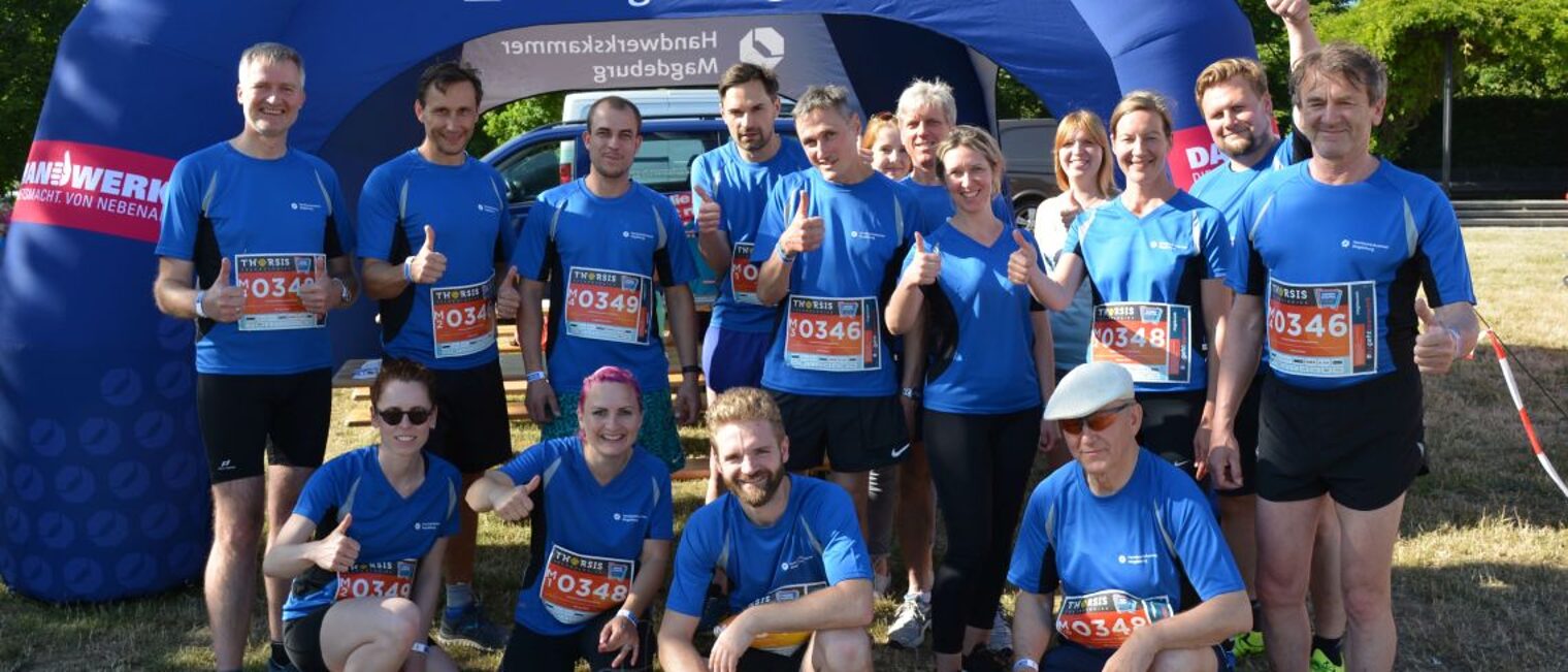 Die Teams der Handwerkskammer beim Firmenstaffellauf 2019. Teams der Handwerkskammer Magdeburg bei der Firmenstaffel 2019.