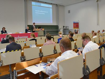 Die Vollversammlung der Handwerkskammer in Magdeburg fand wegen der Abstandsregeln zur Coronakrise erstmals in einem Hörsaal der Otto-von-Guericke-Universität statt.