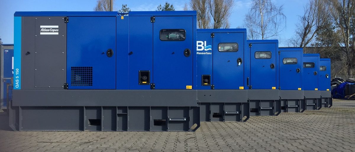 Diese sechs kleineren Dieselaggregate mit Powermanagement ersetzen jetzt drei große und verbrauchen zirka ein Viertel weniger Energie. Dieselaggregate BL Bau