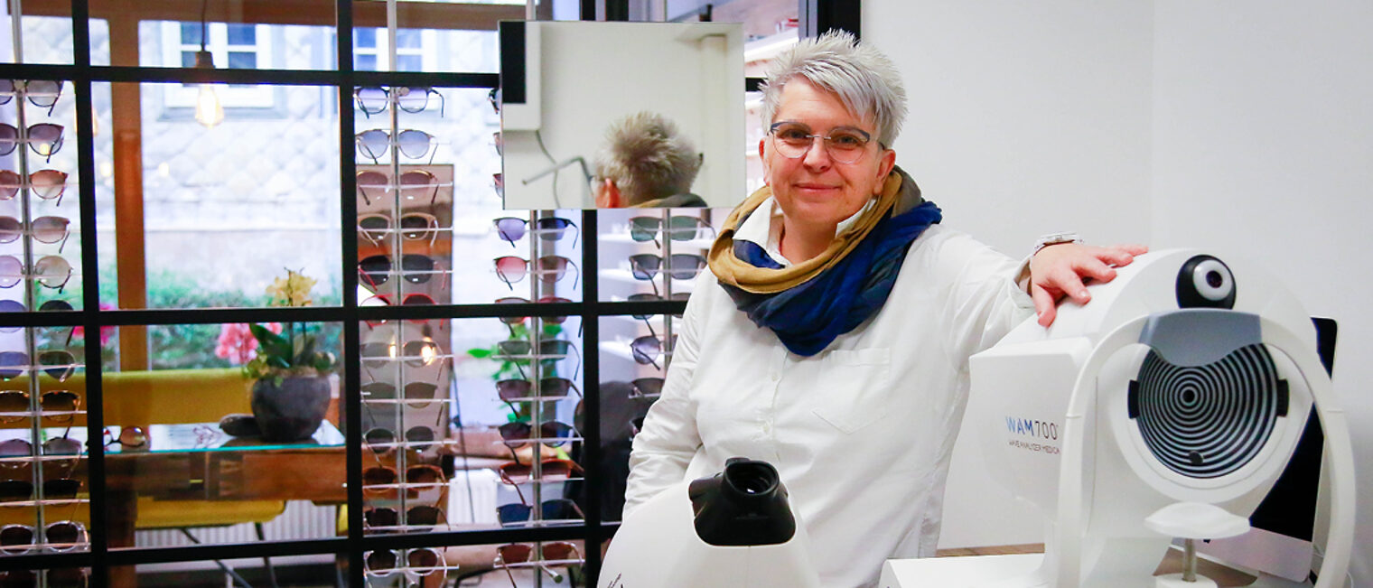 Augenoptikermeisterin Iris Ganselweit ist Teil einer bundesweiten Kampagne, die sich für mehr Chefinnen im Handwerk einsetzt. Augenoptik; Augen; Handwerk; Handwerkskammer Magdeburg; Börde; Chefin; Chefinnen; Frauen im Handwerk