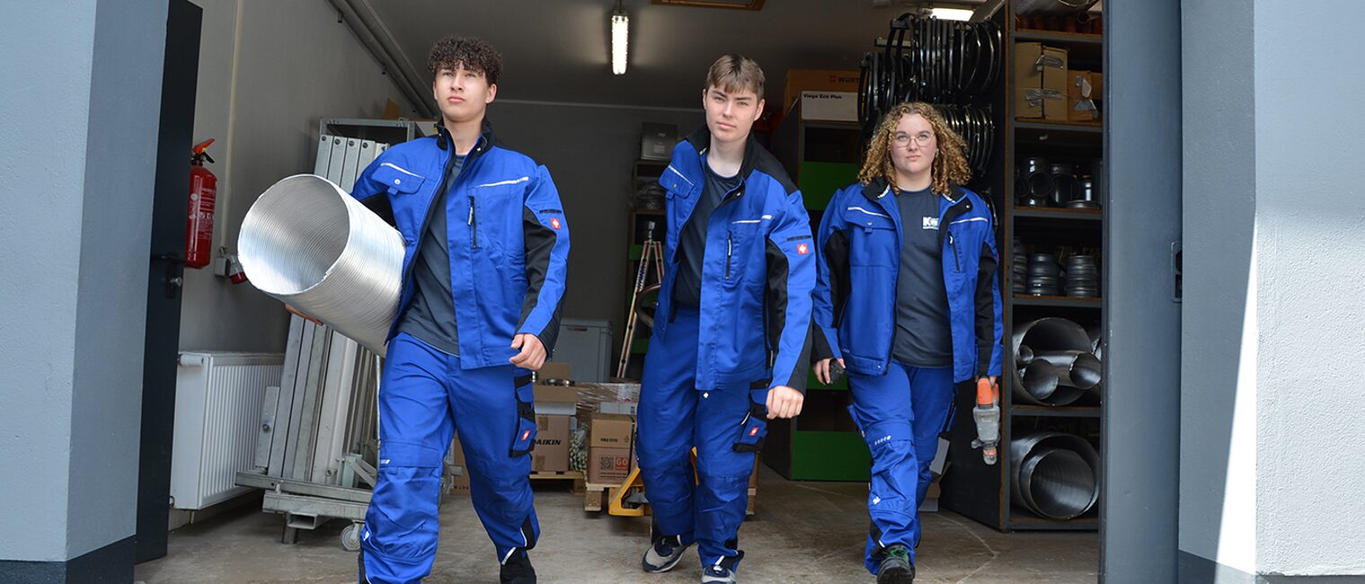 (v.l.:) Steven Baumann, Lilian Leo Sill, Merle Grothe starten im August ihre Ausbildung im Unternehmen Kohl Gebäudetechnik GmbH.